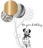 Contemporary Handmade Female Birthday Card from The Stunning Haute Couture Range - Dalmatian and Balloons with a Sophisticated Foil Finish - Greeting Card for Her (TP-HCE30009)