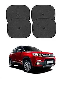Caro Manic Durable Universal Cotton Fabric Made Car Window Cum Car Sunshades with Vacuum Suctions Cups Compatible with Vitara Brezza