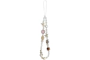 BelleVive Perlen-Kamera-Handgelenkband, süßer Digitalkamera-Charm, Lanyard, Handy-Charms, Gurt, Anti-Verlust-Handschlaufe, Perlen-Kamerakette für Handytasche, Schlüsselanhänger, Weiß