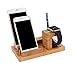 Produktbild QIONGQIONG Apple Handy Iwatch Android Uhr Tablet 3 In 1 Wireless Lade Creative Halterung Bambus Holz USB Für iPhone Iwatch Apple Watch