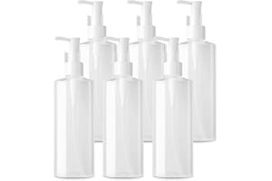 TIANZD 6 Stück Leere 200 ml Oval Klar Kunststoff Pumpflasche Gelspender Flasche mit Lotion-Spender Plastik-Flakon Lotionspender für Seife Lotionen Gels Cream Kosmetik