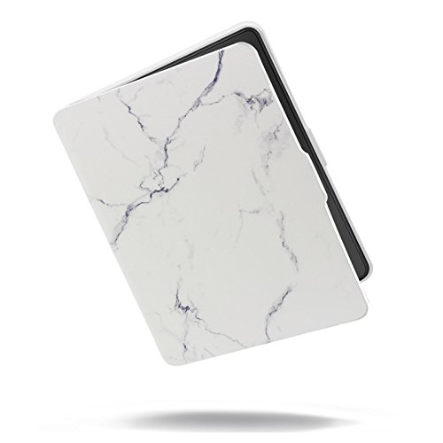 Infiland Amazon Kindle Paperwhite Litchi Falte Case Hülle - Ultra Slim Leder Schutzhülle Tasche hülle Case für Amazon Kindle Paperwhite (geeignet für alle Vorgängermodelle von 2012, 2013, 2014 und den neuen Kindle Paperwhite 2015 mit 300 ppi-Display, 6" Bildschirm, und integrierter Beleuchtung), Mit Auto-Sleep / Wake-up-Funktion, Marmor
