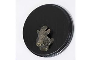 GTK GEWEIHE & TROPHÄEN KRUMHOLZ Placa de cuña para armas, placa de trofeo, redonda, oscura, AF 13 cm, con pequeño adorno de cabeza de cuña