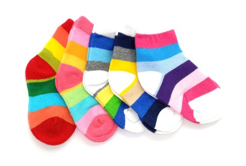 Baby Toddlers Kids 5-PACK RAINBOW SOCKS Age 1 to 12 (Age 1-2)