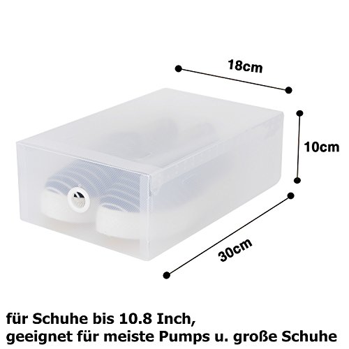 Schuhbox Set 6x Schuhboxen Stapelbar Transparent Schuhkasten Schuhkarton Schuhschachtel Aufbewahrungsboxen Schuhaufbewahrung Schuhaufbewahrungsboxen Schubladen Multizweck L30xB18xH10cm - 2