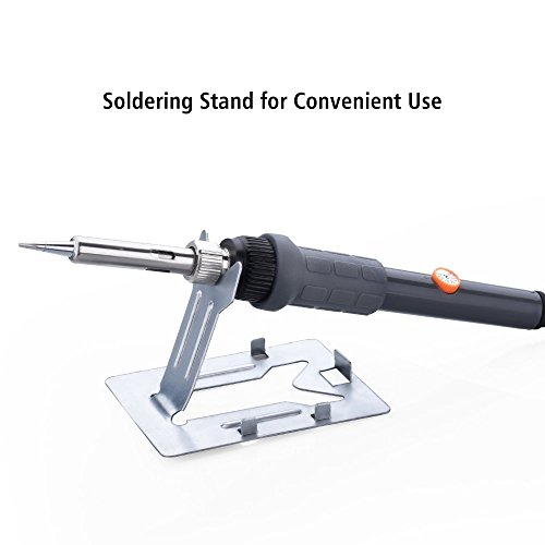 Lötkolben Kit, OMorc 60W 220V Lötset mit Einstellbarer Temperatur 200-450°C, 5 PCs Unterschiedliche Lötspitzen Entlötpumpe Lötzinn Ständer Pinzetten für Verschiedentlich Repariert Nutzung - 9