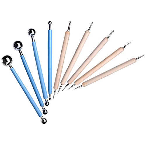 Shappy 9 Stück Ball Stylus Werkzeuge Töpferwerkzeug Punktierung Sculpting Modellierungswerkzeug Ton Keramik Skulptur Modelliert Werkzeug Prägt Sculpting Set