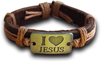 AtlantisForYou Genuine Leather Charm Bracelet Jesus Holy Love Jesus Catholic Gift