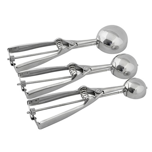 vlunt Edelstahl Scoop für Ice Cream Mash Lebensmittel Löffel Küche Ball, edelstahl, Set of 3 (S M L) - 2