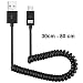 Produktbild KRS - K10 - USB 2.0 A auf Micro-B Spiral USB SYNC short cable kabel Datenkabel Spiralkabel Ladekabel Micro USB für Samsung Galaxy S3 S4 S6 S7 mini ,HTC, Huawaii, Honor 6 7, Nokia Lumia Frabe schwarz
