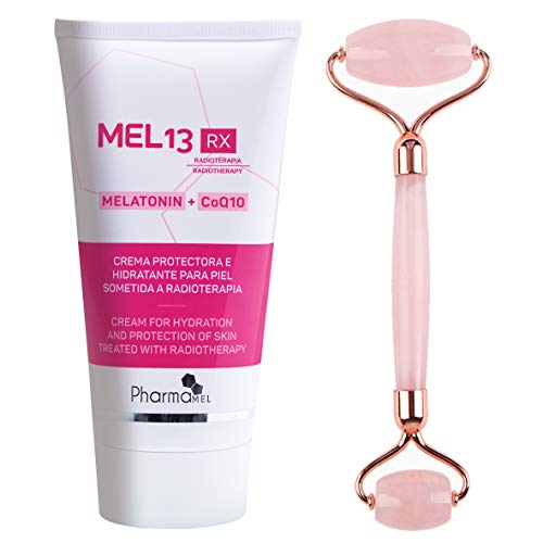 Pharmamel MEL 13 RX Crema Protectora para la Piel sometida a Radioterapia con Melatonina y CoQ10-150 ml y Rodillo de Masajeador Facial Antiedad Antienvejecimiento
