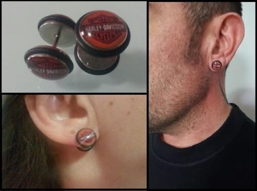 Harley Davidson Steel Earrings Logo harley bikers Women Accessories Bar &amp; Shield...