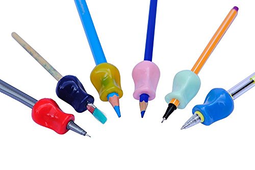 Cosanter Silikon Stift Griffe Griffhalter Bleistift Grips Stiftehalter 10er Pack Ergonomische Schreibhilfe für Rechtshänder und Linkshänder zufällige Farben - 7