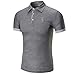 Produktbild Kurzarm Knopf Poloshirt Herren DOLDOA Einfarbig Polo Tee Hemd T-Shirts Für Business Hochzeit Freizeit Geschenk (EU:48, Grau - 2)