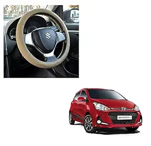 Caro Manic Microfiber Leather Auto Car Steering Wheel Cover Compatible with Grand I10 (Beige)