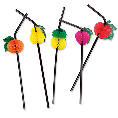 Preisvergleich Produktbild 100 Trinkhalme mit Früchte Deko