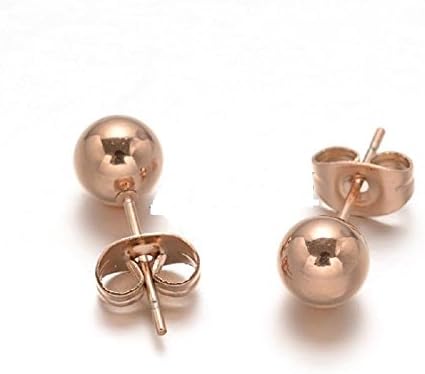 18K Rose Gold Plated Stud Earrings - 4mm
