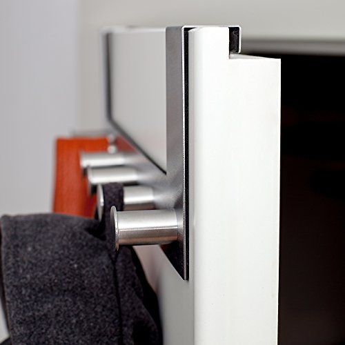 Malin´s edle Türgarderobe – Premium Handtuchhalter fürs Bad aus rostfreiem Stahl – hochwertige Garderobenleiste mit 6 abgerundeten Haken – Schaumgummigeschützte Hakenleiste für eine Türfalz von 2 cm - 2