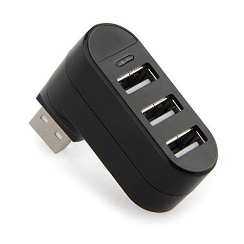 USB Hub 2.0 Ports 3 180 Grad Drehung Mini Rotate-Teiler-Adapter für PC Laptop Schwarz