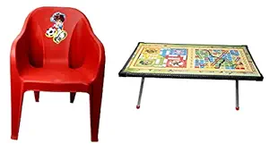 Prime Combo of Multipurpose Ludo Study Table with Strong and Durable Kids Sitting Chair for Boys and Girls for Indoor Outdoor Use Pack of 1