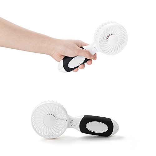 LIFU Mini USB Handverntilator Leise Tragbar Elektrische persönlichen Vielzweck-Fan mit Spiegel LED Licht und Wiederaufladbare 18650 Batterie für Hause und Büro, Innen- und Außenbereich - 6