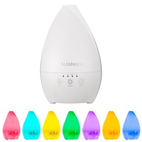 Sainlogic® 200 ml Ultraschall kalter Dampf Luftbefeuchter, Aromatherapie Diffuser Ätherische Öle mit 7 verschiedenen Farben der LED Leuchten Wechsel&Zeit-Funktion, Aroma Diffuser für Zuhause, für zum Yoga, für in das Büro, dasSpa, das Schlafzimmer, das Babyzimmer, etc.