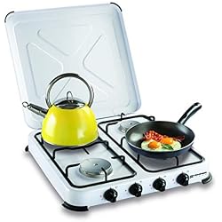 Plaque de cuisson gaz portable 4 feux kemper- 4650 W - blanc laqué