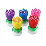  Bureze - Velas con diseño de Flor giratoria de Loto, Ideal para cumpleaños, Fiestas, etc.