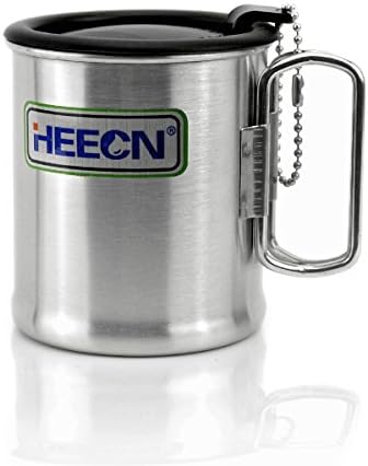 Heecn outdoor stainless steel cup folding handle cup single tier coffee cup 300ml hess-035