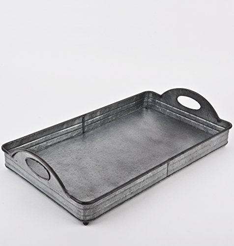 Tablett rechteckig Industrie Vintage Design Metall 11x51x30cm grau