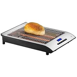 Exido grille-pain Toaster plat pour le pain avec un digital minuteur idéal pour le pain et les baguettes (700 W, grill avec collecteur de miettes, grille en acier inoxydable) argent