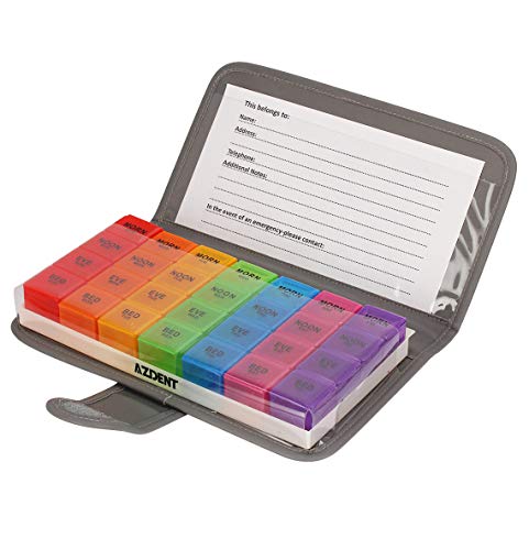 AZDENT 7 días extra grande Pastillero Organizador de viaje Pastillero 4 veces al día Pastillero Organizador de medicamentos Vitamina Suplemento Contenedor