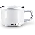 Abbott Collection Enamel Look Stoneware Espresso Cup, White, 1 Count (Pack of 1)