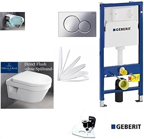 Geberit Duofix Basic UP 320 Framework with Actuator Chrome V &amp; B Architectura Toilet Direktf Lush Flush Rimless, washdown toilet, Includes Seat, Ceramicplus