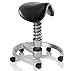 Produktbild SWOPPER SATTEL 3D-Aktiv-Bürostuhl Hocker Sitzpolster Sattel, Farbe schwarz (Sattel Leder), Fussring Rollen nach DIN EN 12529, Feder MEDIUM, Federfarbe schwarz, Basis Titan