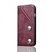 Produktbild Vintage Schutzhülle für iPhone 8 Plus / 7 Plus, DaGeLon Schick Retro Flip Handyhülle Kunstleder Etui Edler Tasche Klasse Cover PU Leder Klappe Hülle Schale Telefon Kasten Anti Kratzer, Crimson