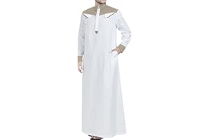 KAMEIMEI Muslimische Robe Herren Einfarbig muslimisches Kleid Islamischen Dubai Männer-Muslimische Kleider Ethnische Maxikleid Ramadan Roben Taiji Kleidung
