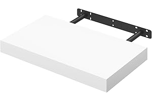 WOLTU Floating Shelves, White Floating Shelves for Wall with Strong Bracket,Ideal Home Decor Accessories for Bedroom,Living Room,Office,Bathroom,Kitchen,Wood,40cm RG9372ws-UK