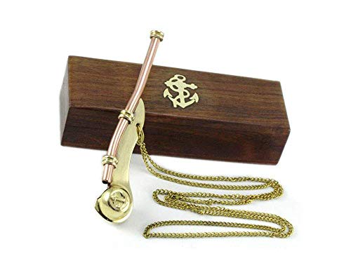 Chifle de contramaestre - Silbato de cobre y latón - Incluye elegante estuche