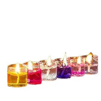 RSP Easy Mini Multicolor Glass Gel Candle for Home, Office, Diwali All Kind of Festival Decoration in Glossy Multicolor (Set of 6, Size- 2.5x2.5 cm)