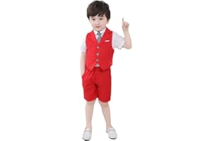 YOUCAI Costume de Garçon 3 Pièces/4 Pièces Ensemble de Costume Gilet+ Short + Cravate + (Chemise) Tenue Gentilhomme Costume pour Soirée Cérémonie Mariage