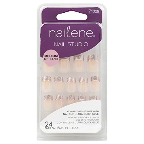 Nailene Nail Studio 24 false Nails Medium 71329 ( shell beige pink tip)
