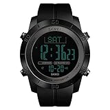 WULIFANG Digitaler Kompass des Chronograph Männer Sportuhr Höhenmesser Druck Thermometer Wetter Schrittzähler Kalorie Schwarz