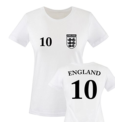 EM 2016 – TRIKOT – EM 2016 – ENGLAND – 10 – Damen T-Shirt – Weiss / Schwarz Gr. XXL
