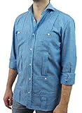  Camisa Guayabera Caballero Lino Azulón (s)