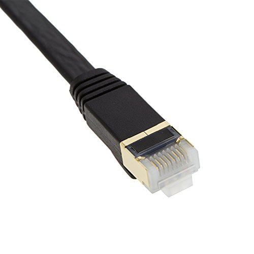 cablecreation Wohnung LAN Kabel CAT7 (Kategorie 7) doppelt geschirmt Ethernet Patch Kabel, 50U „vergoldet Kontakt, SSTP Netzwerk Kabel bis 10 Gigabit, Band Breite: 600MHz, 3,3 ft/1 Meter, schwarz - 3