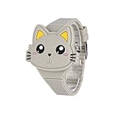 Orologio a LED digitale per ragazzi, bambini e giovani, cinturino in silicone, da polso, regalo - forma del gatto