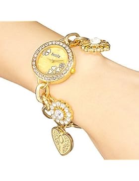 Schöne Uhren, Frauen Diamante runden Zifferblatt Flower Band Quarz Analog Armband Uhr (verschiedene Farben)