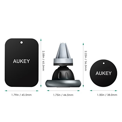 AUKEY Soporte M  vil Coche Aluminio Soporte Magn  tico 360 grados para iphone 6 6s 6 plus 6s plus ipad Sony Xperia  etc  Gris 
