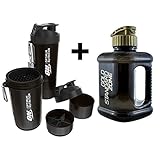 pack agua mineral 2 litros precio Botella de afeitadora de proteínas de nutrición óptima en color negro, con capacidad de 800 ml con llavero y compartimentos de almacenamiento separados.